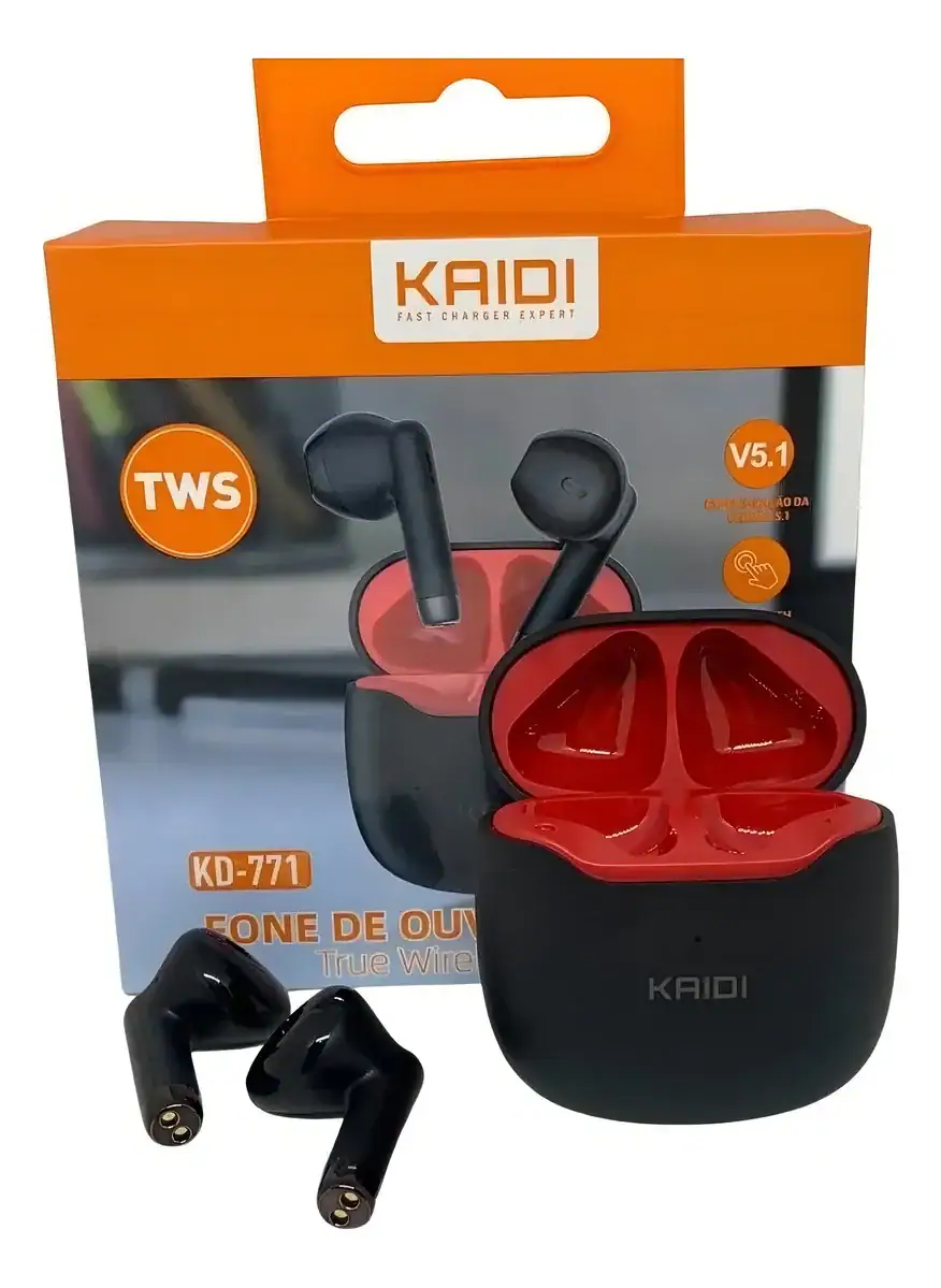 Fone De Ouvido Sem Fio Tws Bluetooth 5.1 Original Kaidi 771 Cor Preto - Miniatura 7