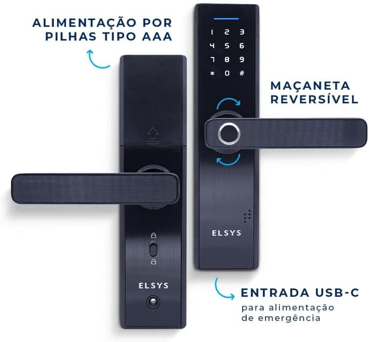 Fechadura Digital de Embutir com Biometria Elsys ESF-DE2000B - Miniatura 6