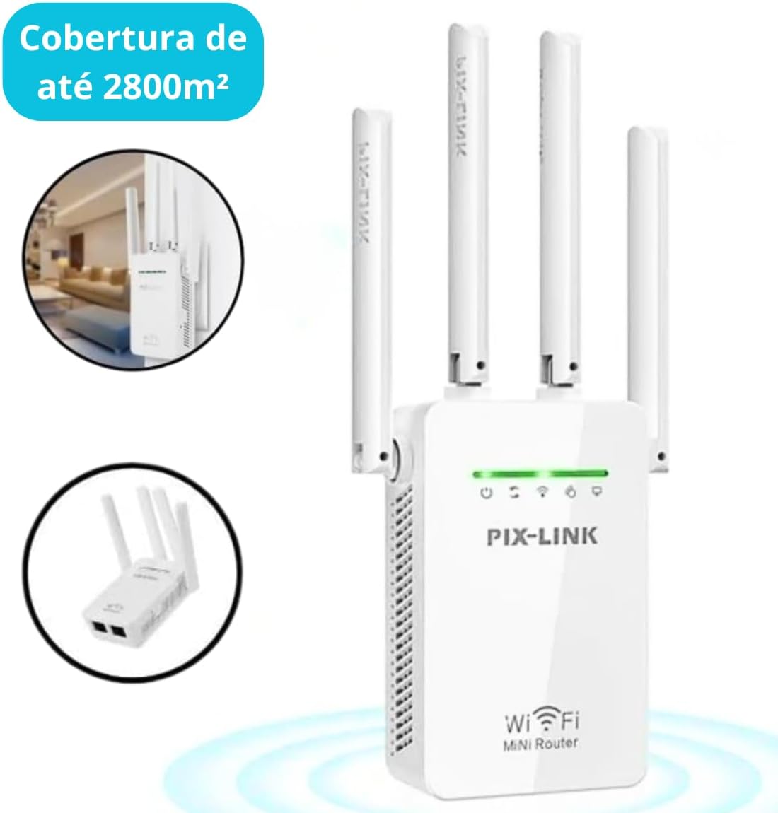 Amplificador Wi-Fi 4 Antenas 300Mpbs Repetidor de Sinal - Miniatura 6