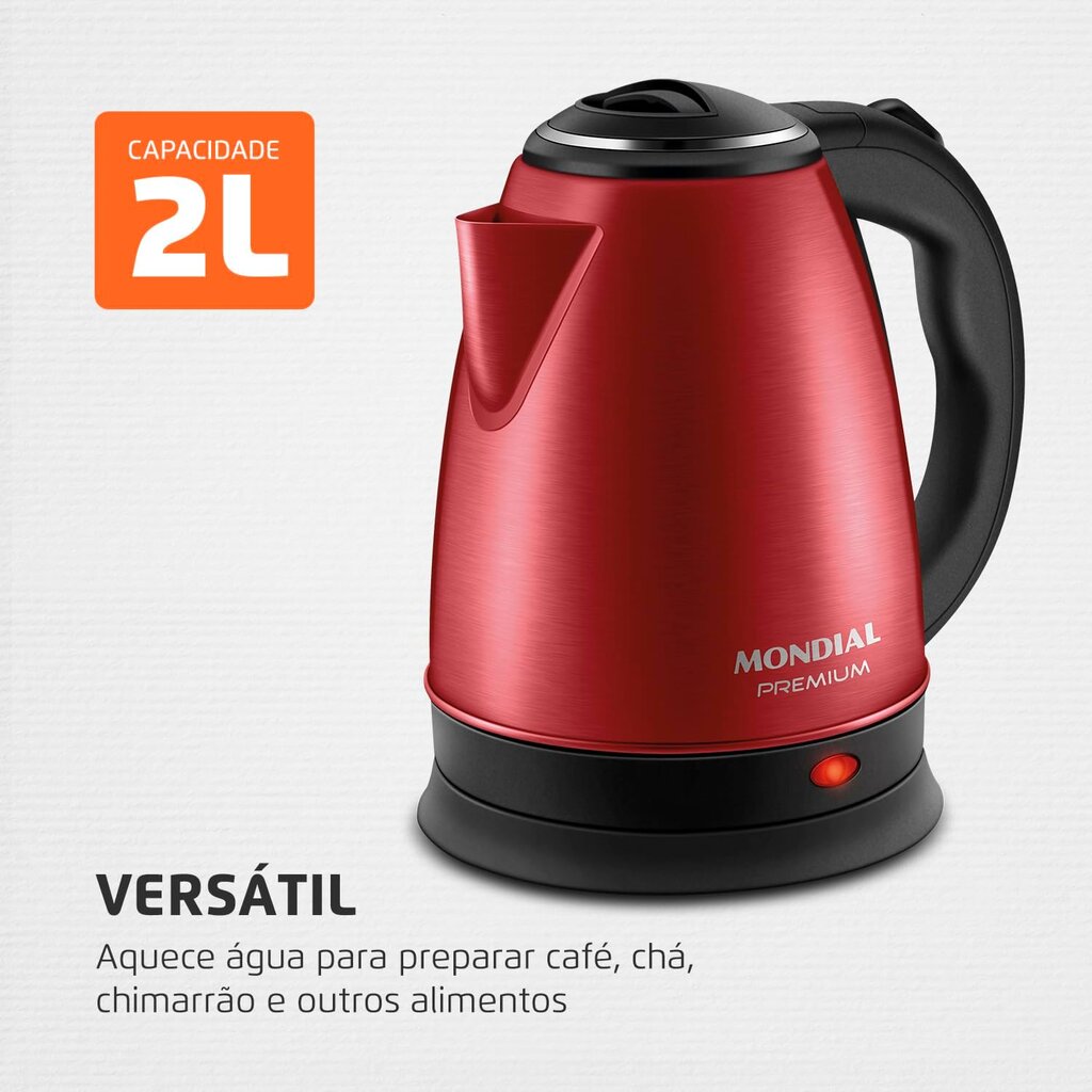Chaleira Elétrica Pratic Mondial 1,7L Vermelho/Inox - Miniatura 6