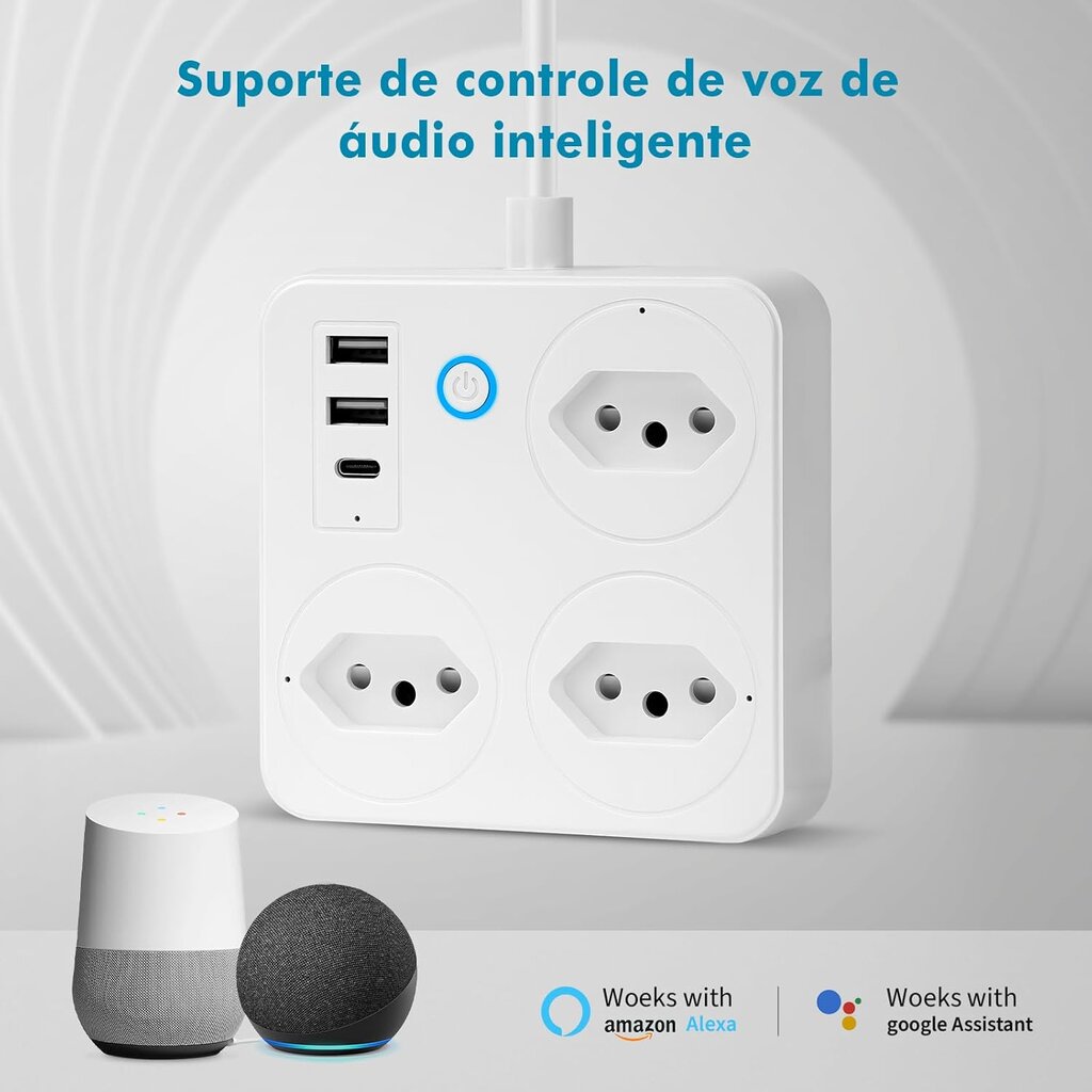 Extensão Inteligente Wifi Tuya 3 Tomadas 2usb 1type-c Coibeu - Miniatura 8
