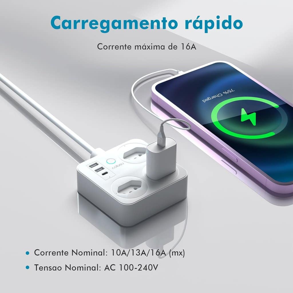 Extensão Inteligente Wifi Tuya 3 Tomadas 2usb 1type-c Coibeu - Miniatura 9