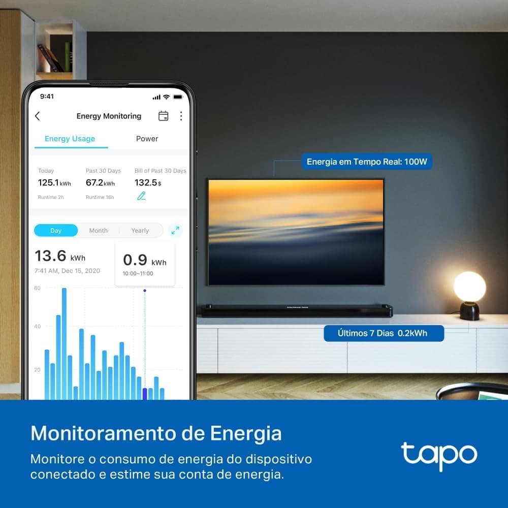 Tomada inteligente Wi-Fi TP-Link Tapo P110, Smart Plug, Bivolt - Miniatura 8