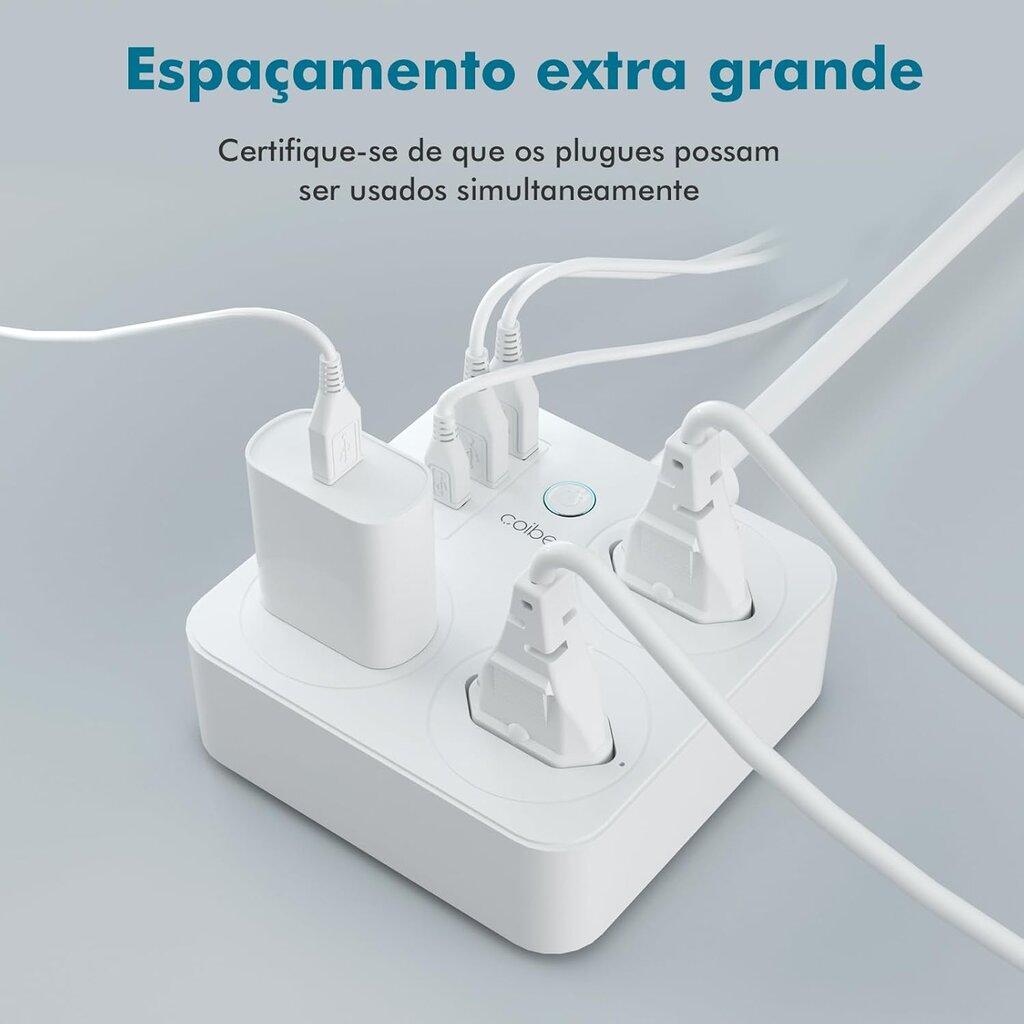 Extensão Inteligente Wifi Tuya 3 Tomadas 2usb 1type-c Coibeu - Miniatura 4