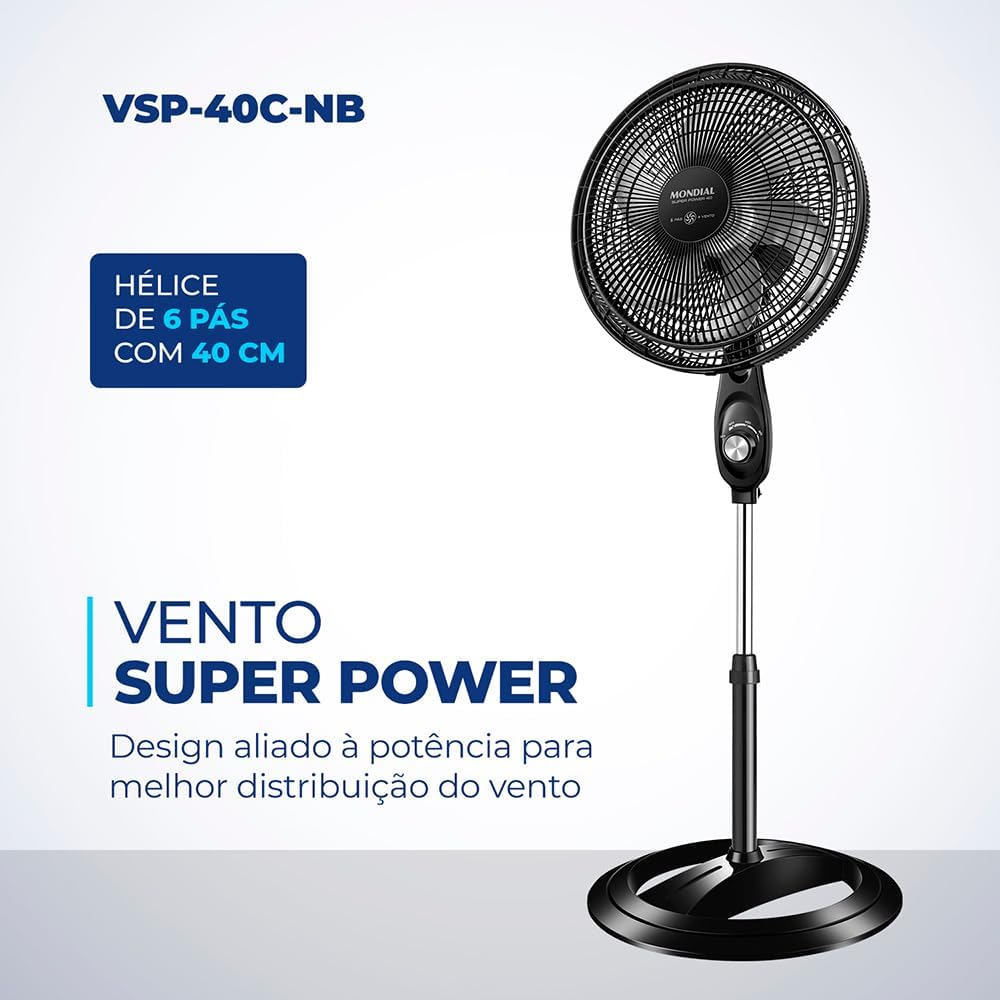 Ventilador Coluna Mondial, 40cm, 6 pás, Super Power BIVOLT - Miniatura 7