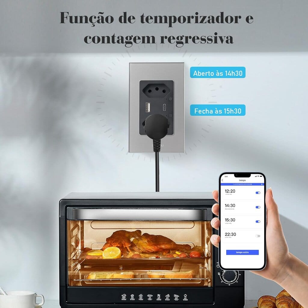 Interruptor Inteligente WiFi, Tomada Inteligente WiFi, Controle Remoto de Eletrodomésticos Por Telefones Celulares Coibeu - Miniatura 10