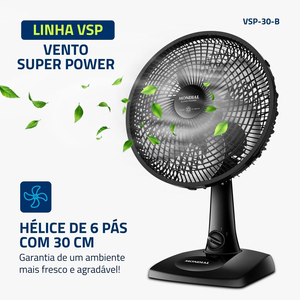 Ventilador de Mesa MONDIAL Super Power 30cm com 6 Pás - Miniatura 6