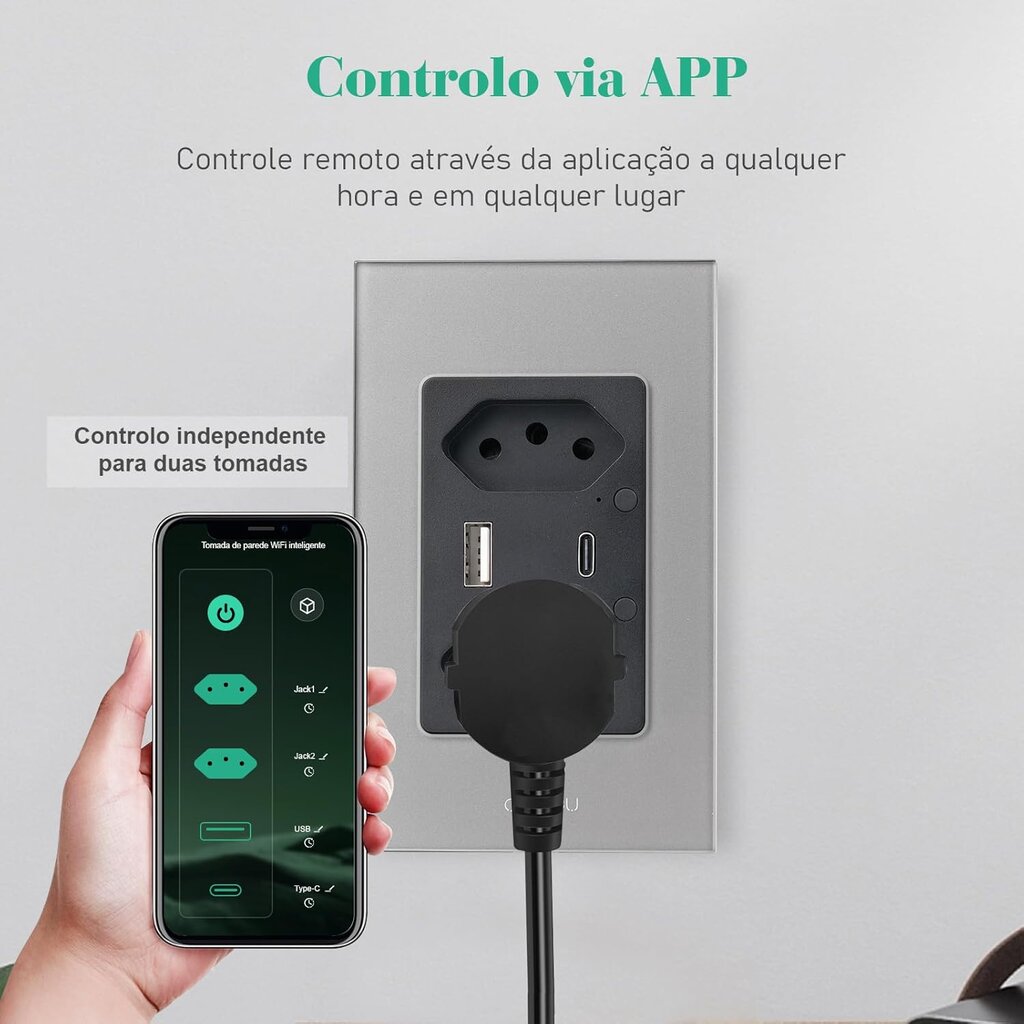 Interruptor Inteligente WiFi, Tomada Inteligente WiFi, Controle Remoto de Eletrodomésticos Por Telefones Celulares Coibeu - Miniatura 9