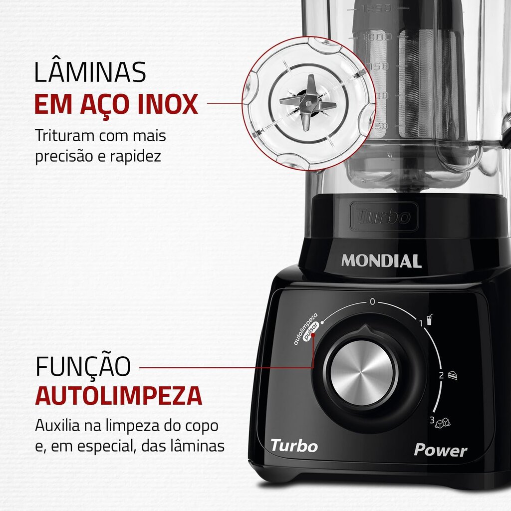 Liquidificador Mondial Turbo Power 550W - Miniatura 3