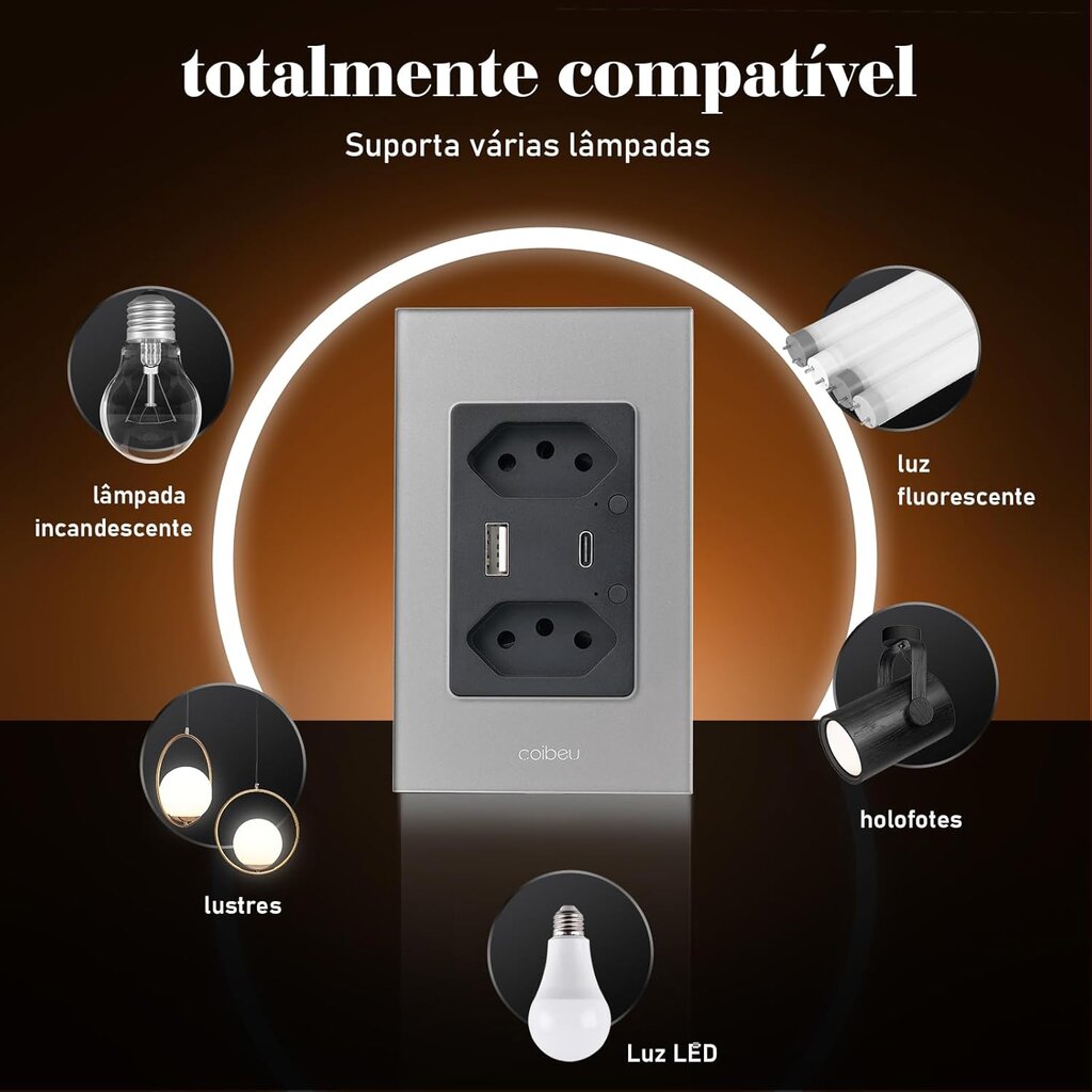 Interruptor Inteligente WiFi, Tomada Inteligente WiFi, Controle Remoto de Eletrodomésticos Por Telefones Celulares Coibeu - Miniatura 5