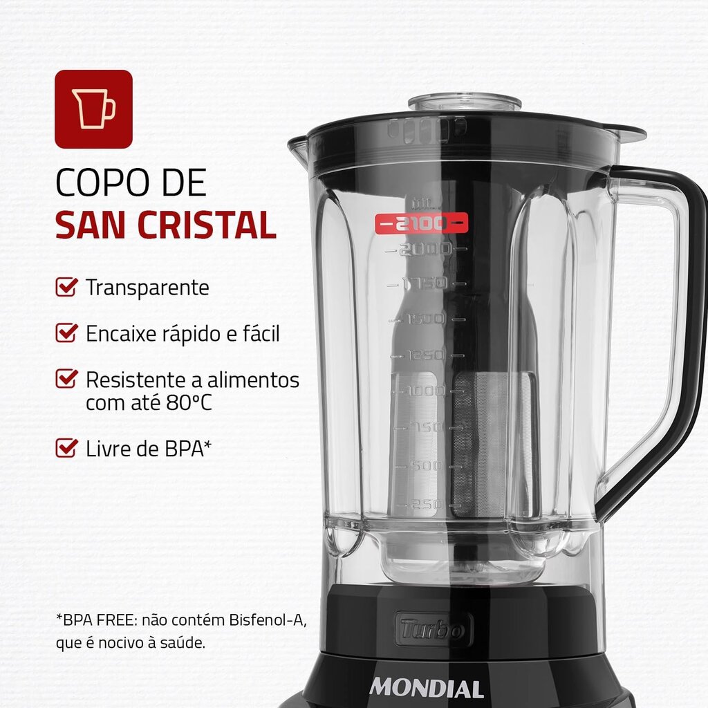 Liquidificador Turbo Mondial - 1200W - Miniatura 6