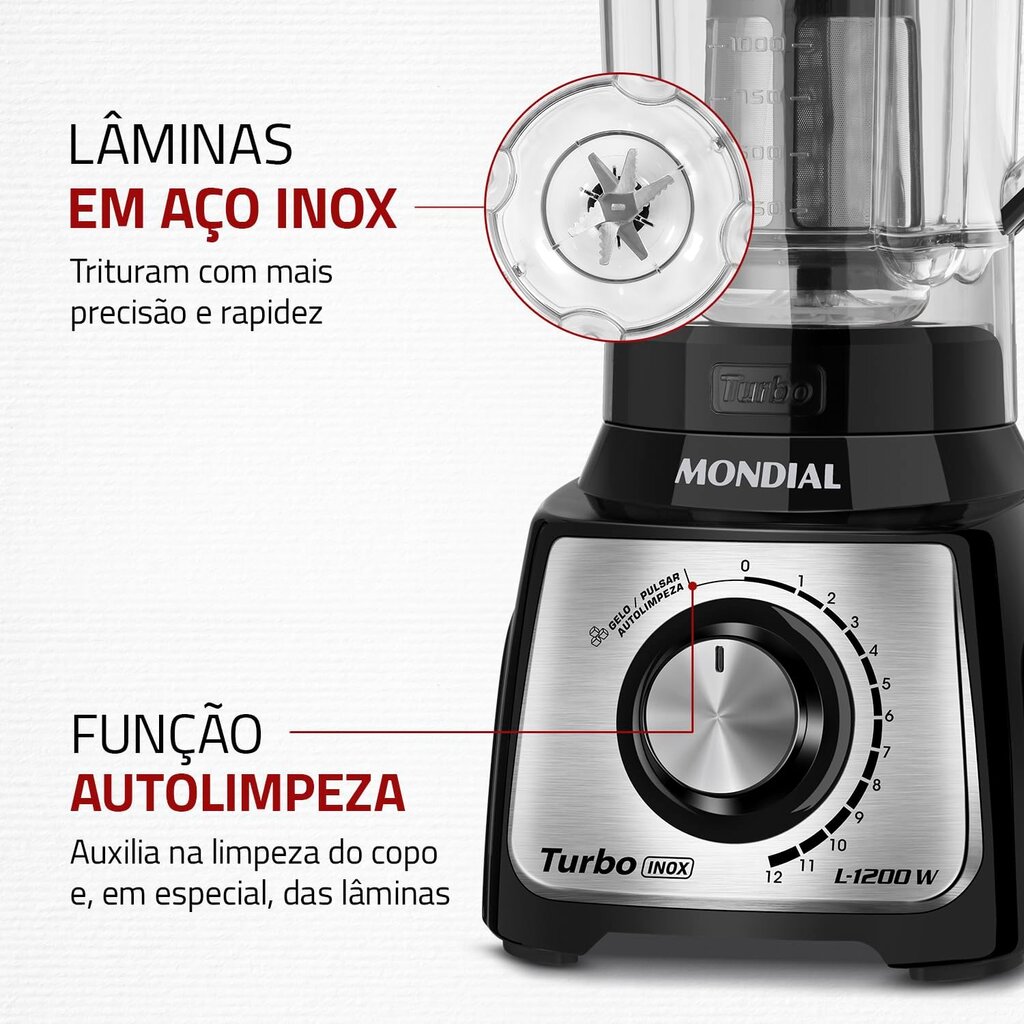 Liquidificador Turbo Mondial - 1200W - Miniatura 3