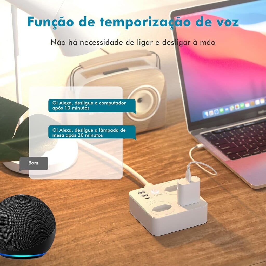 Extensão Inteligente Wifi Tuya 3 Tomadas 2usb 1type-c Coibeu - Miniatura 5