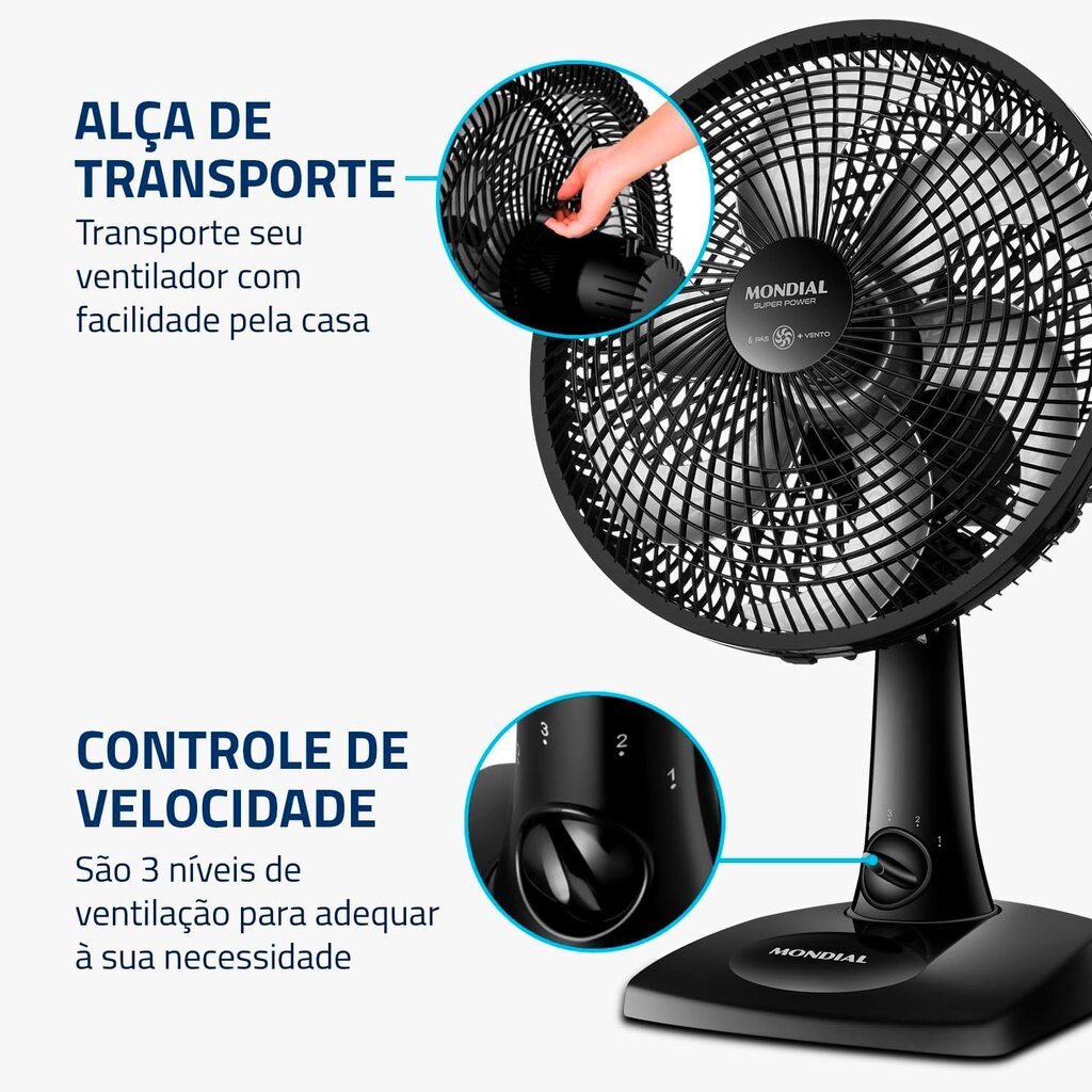 Ventilador de Mesa MONDIAL Super Power 30cm com 6 Pás - Miniatura 3