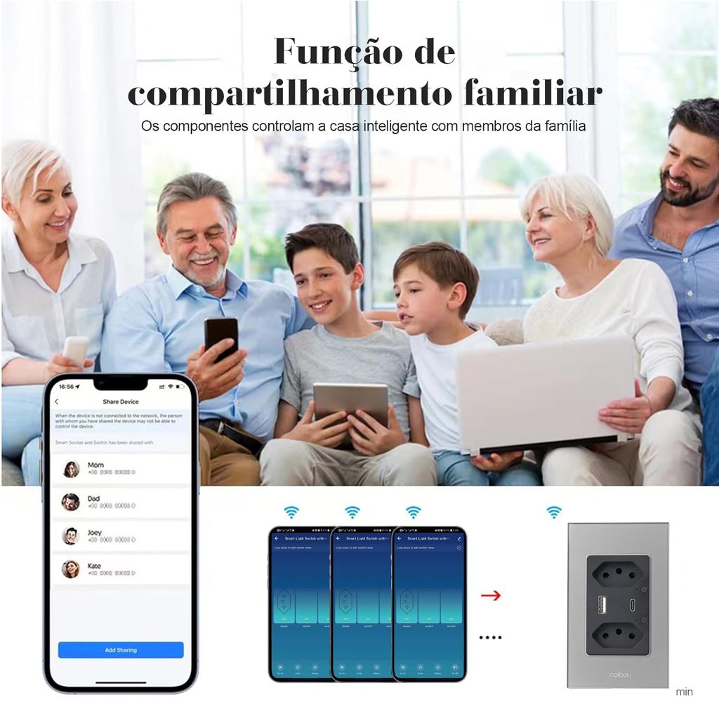 Interruptor Inteligente WiFi, Tomada Inteligente WiFi, Controle Remoto de Eletrodomésticos Por Telefones Celulares Coibeu - Miniatura 6