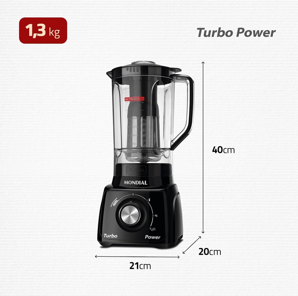 Liquidificador Mondial Turbo Power 550W - Miniatura 8