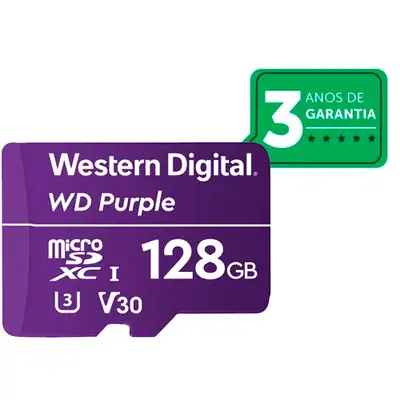 Kit 3 Unidades Cartão De Memória WD Purple Micro SD 128GB - Miniatura 2