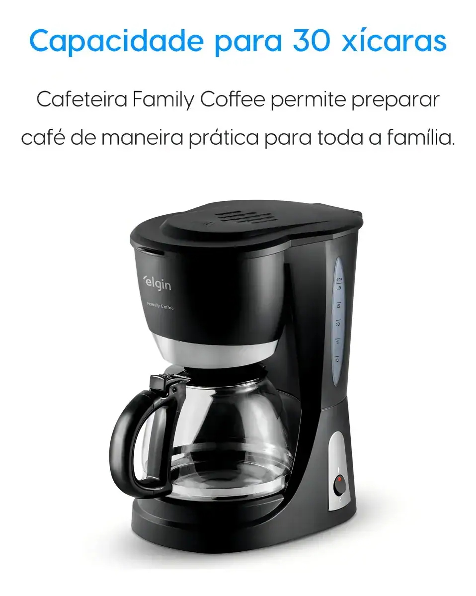 Cafeteira Elétrica 30 Xícaras Elgin Family Coffee Preta - Miniatura 4