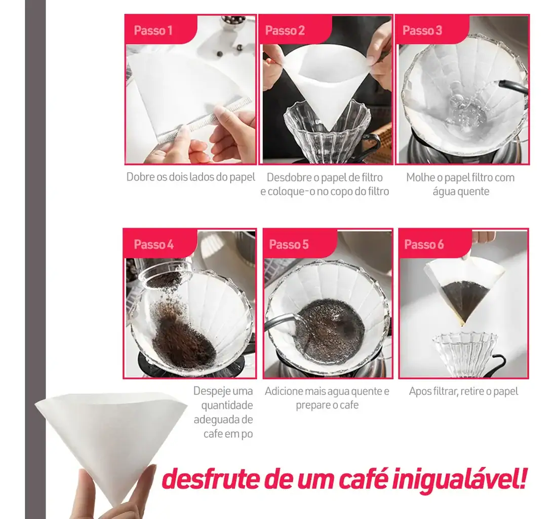 Filtro De Papel Para Café Pacote 100 Dolce Home Cor Branco - Miniatura 2