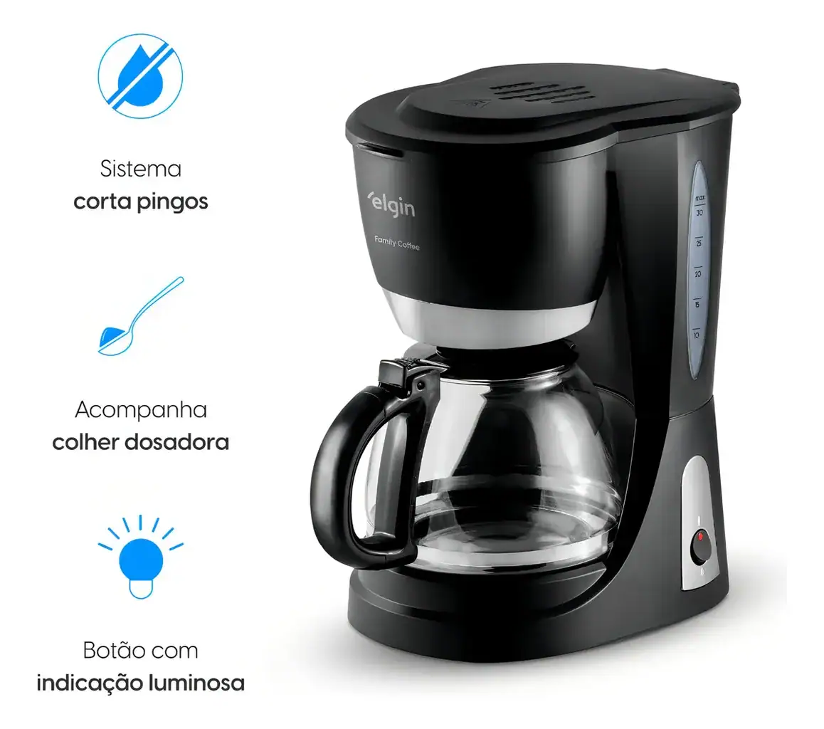 Cafeteira Elétrica 30 Xícaras Elgin Family Coffee Preta - Miniatura 3