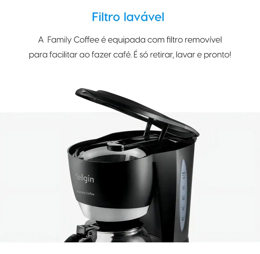Cafeteira Elétrica 30 Xícaras Elgin Family Coffee Preta - Miniatura 2