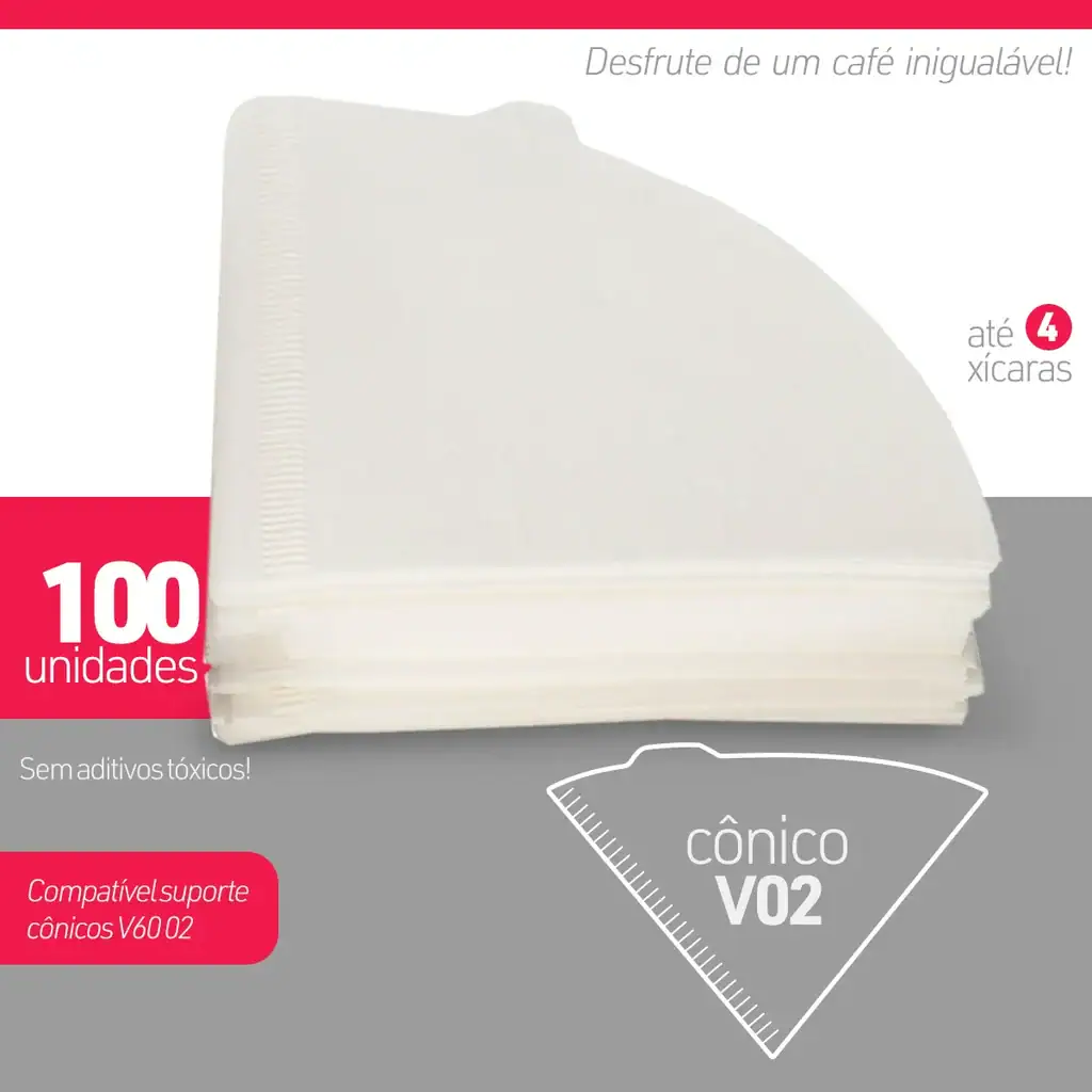 Filtro De Papel Para Café Pacote 100 Dolce Home Cor Branco - Miniatura 4