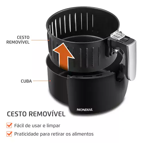 Fritadeira Sem Óleo Air Fryer 3,5l Preto 1500w Af-31 Mondial 127V - Miniatura 4