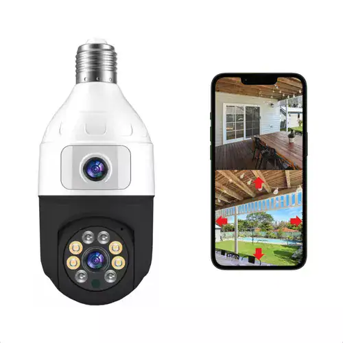 Câmera Segurança Wifi Dupla Lentes Lâmpada Visão Noturna 360 - Miniatura 3