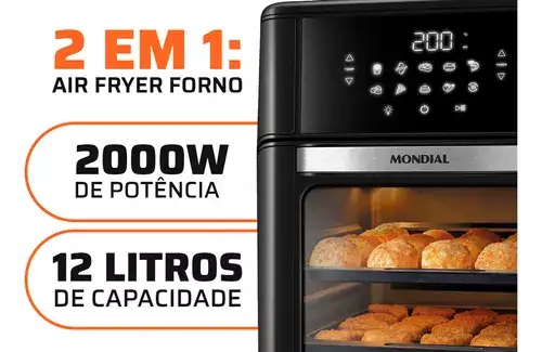 Fritadeira Air Fryer Oven Mondial AFON-12L-FB - Miniatura 2