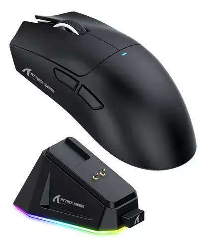 Mouse Gamer X11 Attack Shark Tri Mode 22000dpi Paw3311 Dock Cor Preto - Miniatura 2