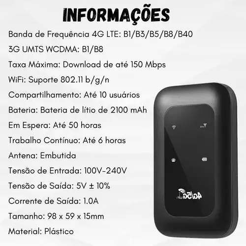 Mini Modem Chip 4g 5g Lte Repetidor Expansor Sinal Rápido Cor Preto - Miniatura 3