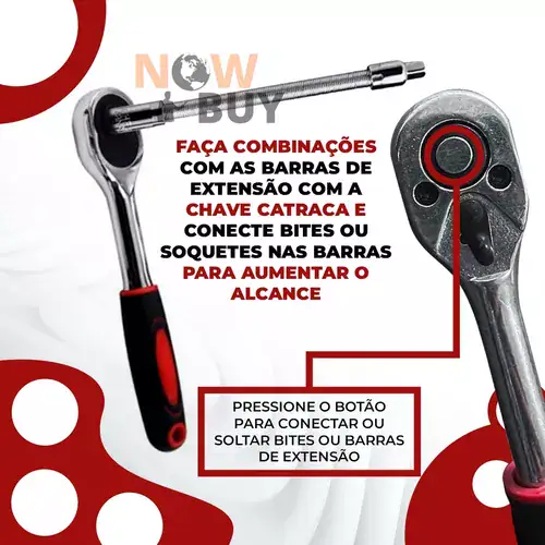 Jogo De Soquete Aço Crv 1/4 Catraca Chave Allen C/ Maleta - Miniatura 5