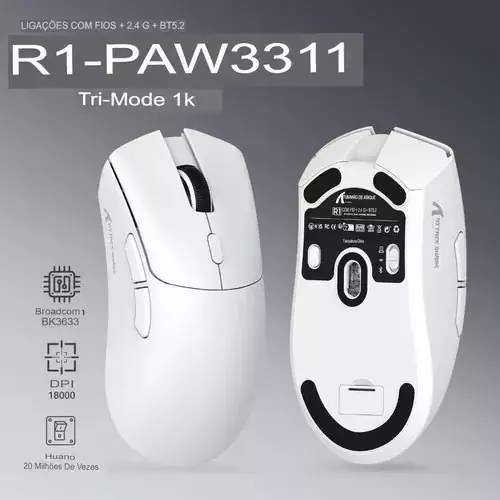 Mouse Branco Sem Fio Gamer Attack Shark R1 Paw3311 - Miniatura 6