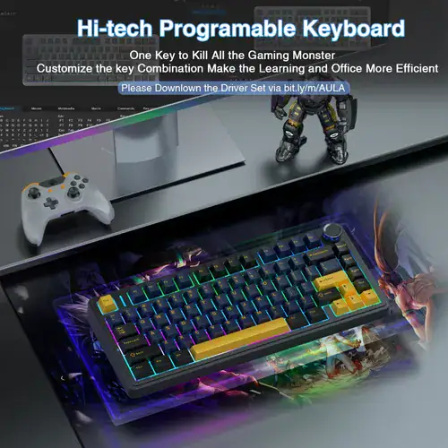 Teclado mecânico Aula F75 sem fio 75% Gaming Pro - Miniatura 6