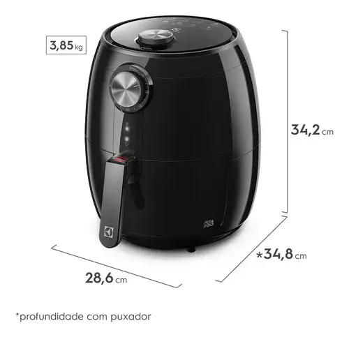 Fritadeira Elétrica Airfryer Sem Óleo Electrolux 3,2L Cesto Removível Preta Com Timer 1400W Eaf15 Efficient - Miniatura 6