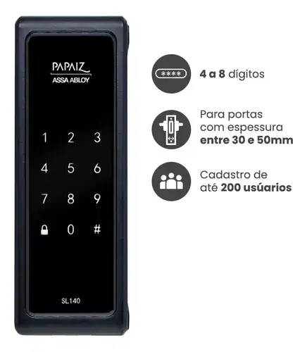 Fechadura Digital Eletronica Senha Sobrepor Papaiz Sl140 - Miniatura 4