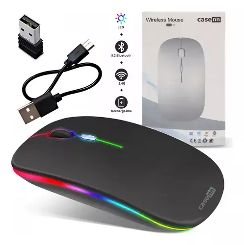 Mouse Sem Fio Recarregável Wireless Optico Led Rgb 2.4ghz - Miniatura 4