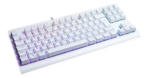 Teclado gamer Redragon Dark Avenger K568 QWERTY português Brasil cor lunar white com luz RGB - Miniatura 7