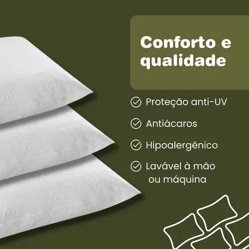 Kit com 2 Travesseiros Hipoalérgicos de Bambu 50x70cm - Miniatura 2