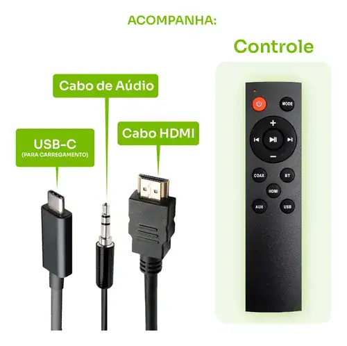 Caixa De Som Sound Bar Home Theater Bluetooth Para Tv Cinema 80w Cor Preto - Miniatura 7