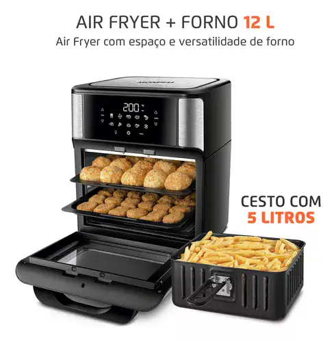 Fritadeira Air Fryer Forno Oven 12L Mondial Preto/Inox 2000W AFON-12L-BI - Miniatura 7