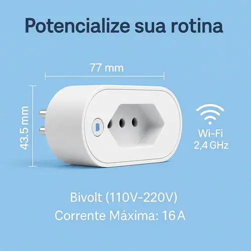 Tomada Inteligente Wi Fi 16a Bivolt Smart Plug Com Monitor De Consumo Compatível Com Alexa - Miniatura 4