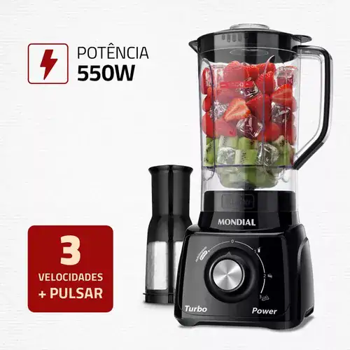 LiquidificadorTurbo Power 2,2 L Potência De 550w Cor Preto Mondial - Miniatura 6