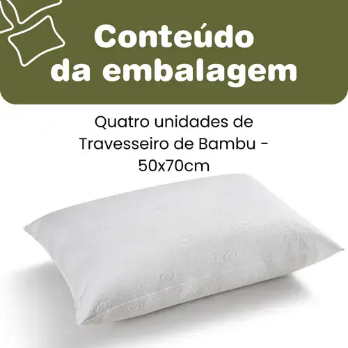 Kit com 2 Travesseiros Hipoalérgicos de Bambu 50x70cm - Miniatura 3