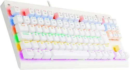 Teclado gamer Redragon Dark Avenger K568 QWERTY português Brasil cor lunar white com luz RGB - Miniatura 3