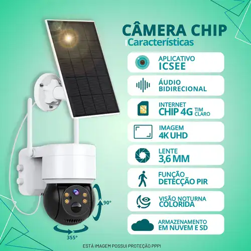 Câmera Energia Solar 4g Dupla C/ Chip Monitorar Área Rural. - Miniatura 2