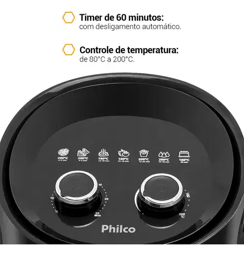 Air fryer Philco Gourmet PFR15PG de 4,4L cor preto 220V - Miniatura 3