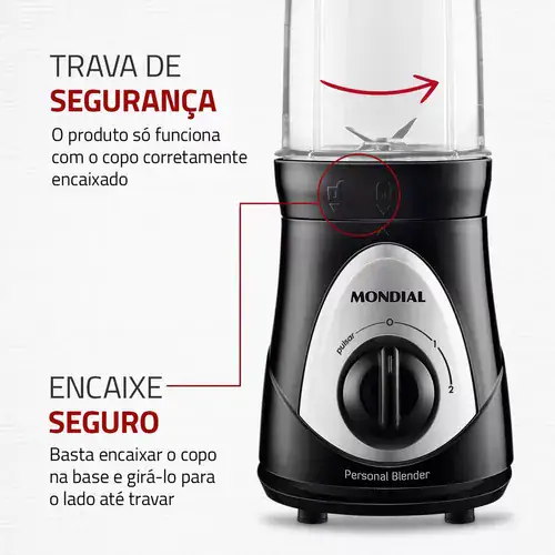 Liquidificador Portátil 750ml Personal Blender Mondial Cor Preto - Miniatura 6