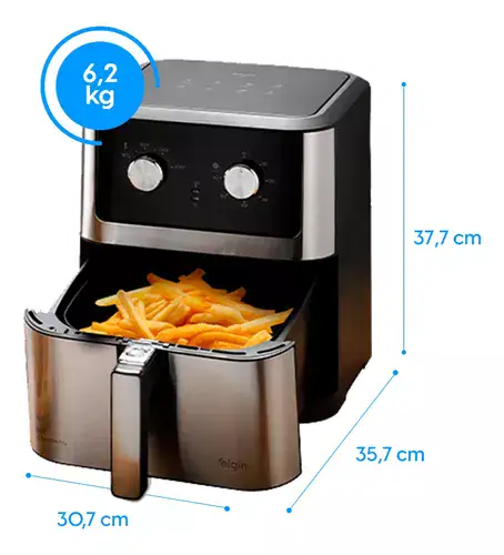 Fritadeira Elétrica Chrome Fry Inox Elgin 8l Airfryer - Miniatura 3