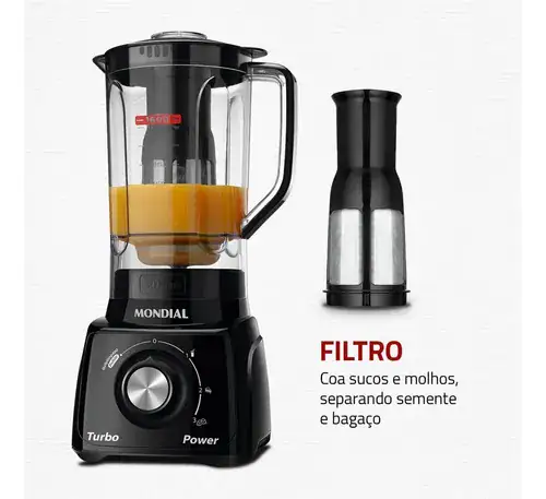 LiquidificadorTurbo Power 2,2 L Potência De 550w Cor Preto Mondial - Miniatura 4